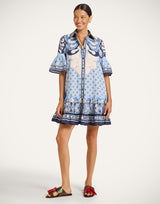Dress - Cocoon Placée Blue in Cotton Poplin by La Double J