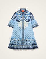 Dress - Cocoon Placée Blue in Cotton Poplin by La Double J