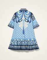 Dress - Cocoon Placée Blue in Cotton Poplin by La Double J