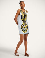 Dress - Totem Mini Sanctuary Placée Light Blue in Cotton Terrycloth by La DoubleJ