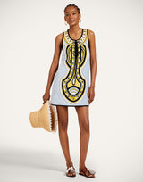 Dress - Totem Mini Sanctuary Placée Light Blue in Cotton Terrycloth by La DoubleJ