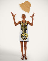 Dress - Totem Mini Sanctuary Placée Light Blue in Cotton Terrycloth by La DoubleJ