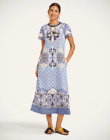 Dress - Sporty Swing Dress Cocoon Placée Blue in Cotton Jersey by La DoubleJ