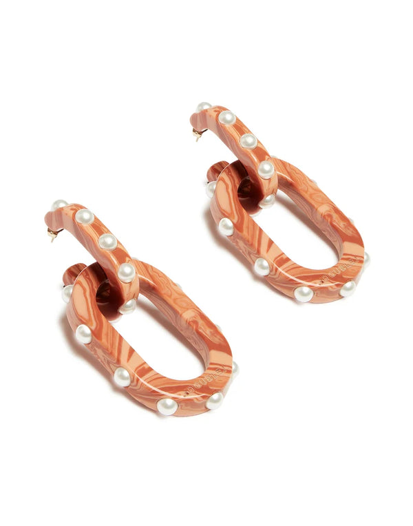 Nefertiti Double Earrings Solid Pink in Acrylic Resin BY LA DOUBLE J