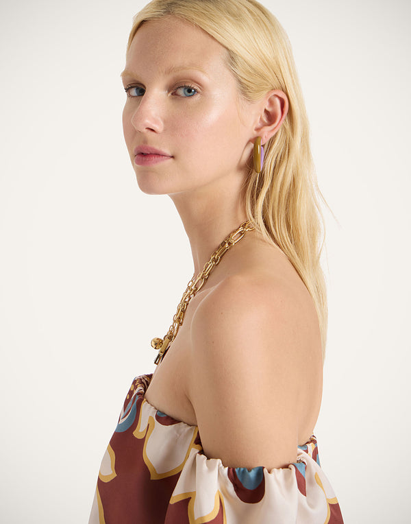 Earrings - Mini Dew - Caramel-Lilac by LaDoubleJ
