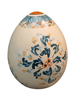 Porcelain Egg, blue/orange - Handmade