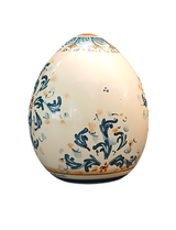 Porcelain Egg, blue/orange - Handmade