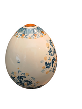 Porcelain Egg, blue/orange - Handmade