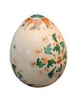 Porcelain Egg, green/orange - Handmade