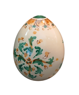 Porcelain Egg, green/orange - Handmade