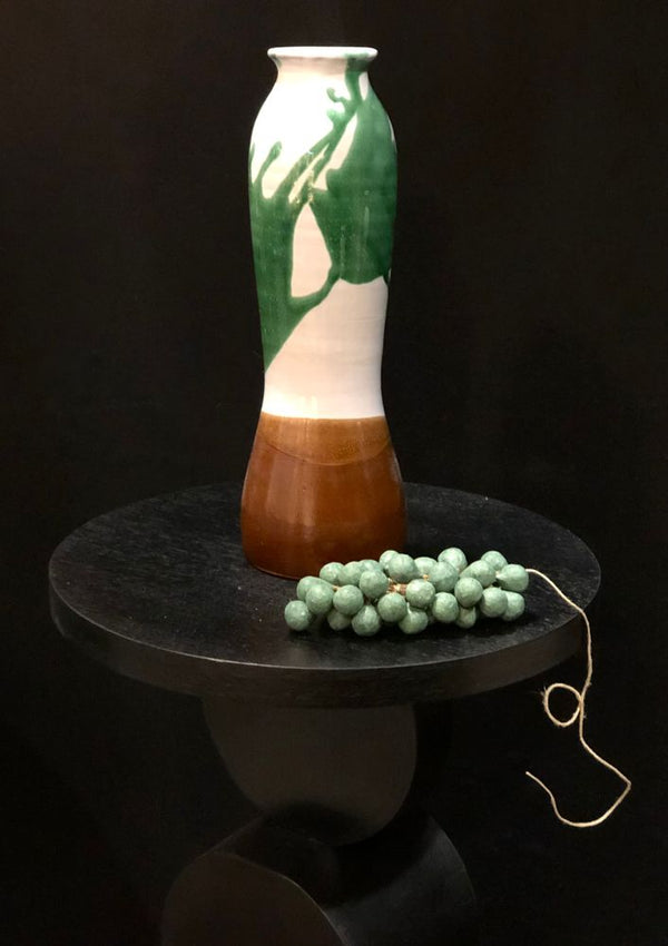 Handmade Vase – unique piece in Earthy Brown, White & Green tones