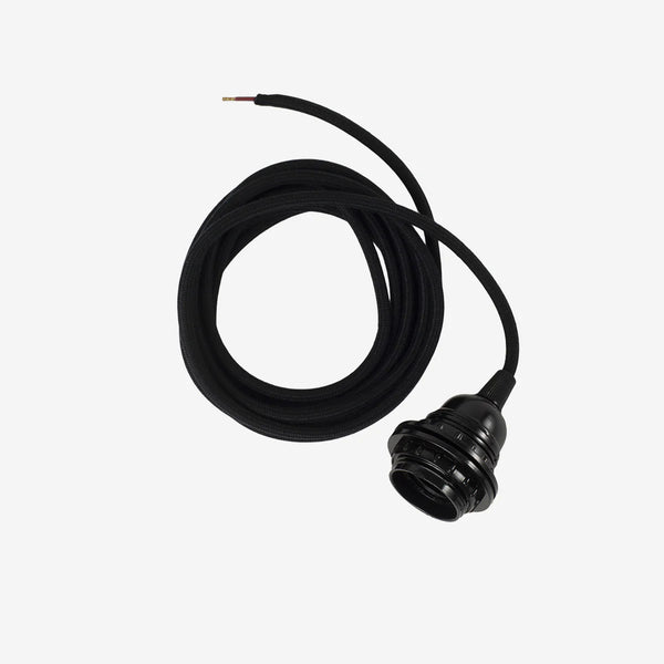 Fabric Electrical Cord with Fitting E27 - Black