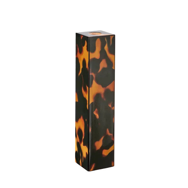 Candle Stick Faux Tortoise. Candle Stick in lacquer. 24cm