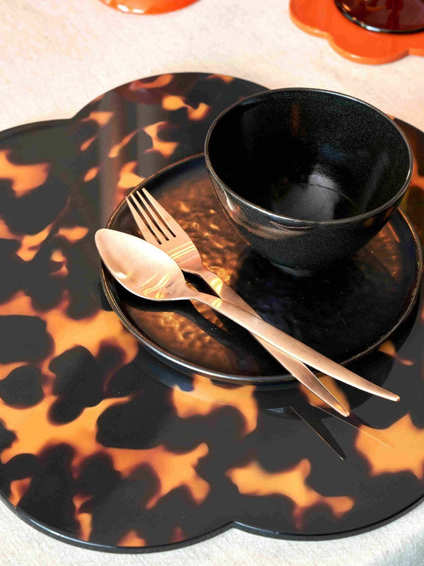 Placemats Faux Tortoise Shell Finished in Lacquer on MDF 13x13 Set 4