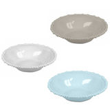 Soup Plate in Melamine, 3 White and 3 Aqua (set of 6 )- Joke Collection