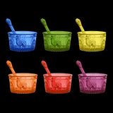 Ice Cream Cups in Acrylic with Spoons, Mixed Colour - Baroque and Rock Collection (Set of 6)