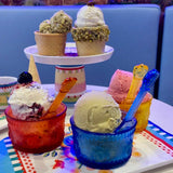 Ice Cream Cups in Acrylic with Spoons, Mixed Colour - Baroque and Rock Collection (Set of 6)