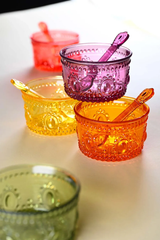 Ice Cream Cups in Acrylic with Spoons, Mixed Colour - Baroque and Rock Collection (Set of 6)