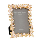 Photo frame e-Gold on Zinc. 5x7 Gold Leaf & White Flower.