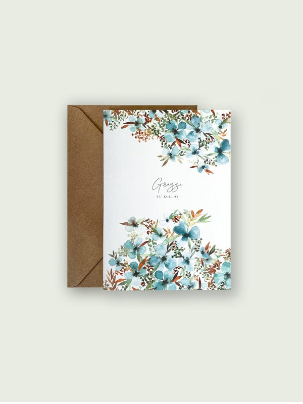 THANK YOU CARD | BLUE BLOSSOMS maltese