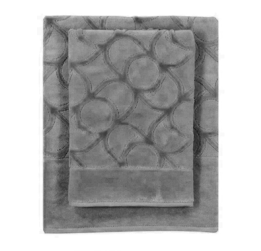 Greyhound Monogram Set: 1 guest towel+1 hand towel, Grey - Trussardi Casa