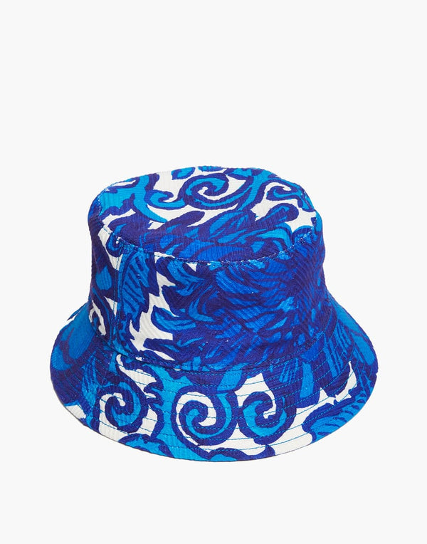 Hat; Bucket Hat Stitched Anemone in Cotton Chevron by La DOUBLEJ