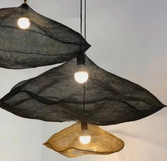 Hand-Crocheted Pendant Light - available in Brass or Black Metal Wire