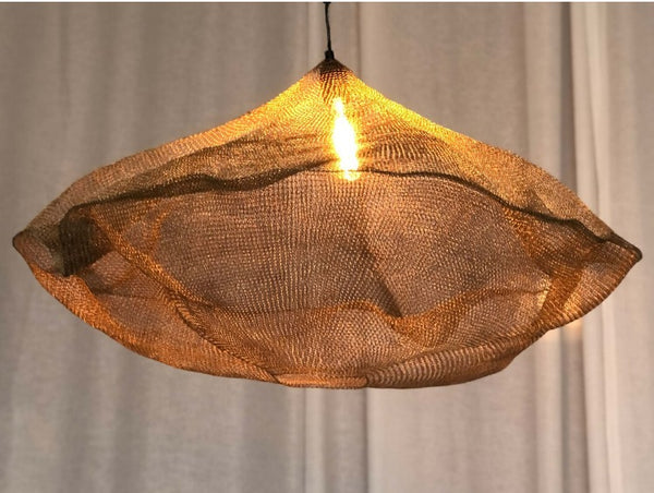 Hand-Crocheted Pendant Light - available in Brass or Black Metal Wire