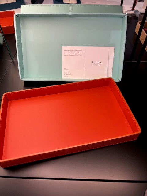 TRAY handcrafted in Leather ORANGE