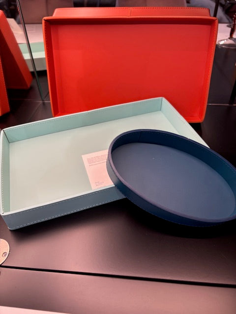 Tray Handcrafted from leather PETROL BLUE