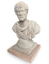 Stone Bust on a Marble Base - Roman Emporer Hadrian