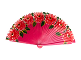 Fan - hand painted - Pink with flowers