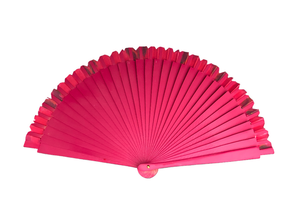 Fan - hand painted - Pink with flowers