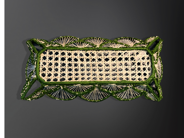 Basket - Handmade in Iraca Palm, Natural & Green