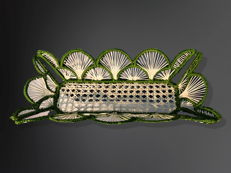 Basket - Handmade in Iraca Palm, Natural & Green