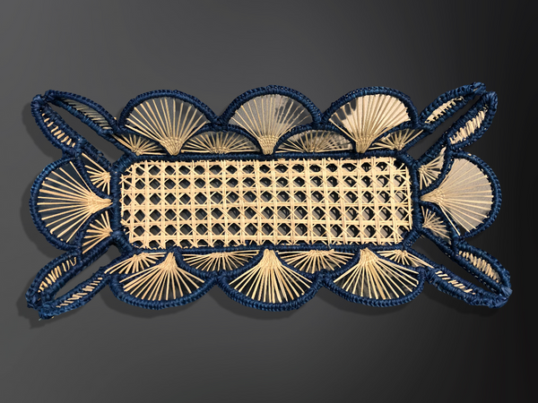 Basket - Handmade in Iraca Palm, Natural & Blue