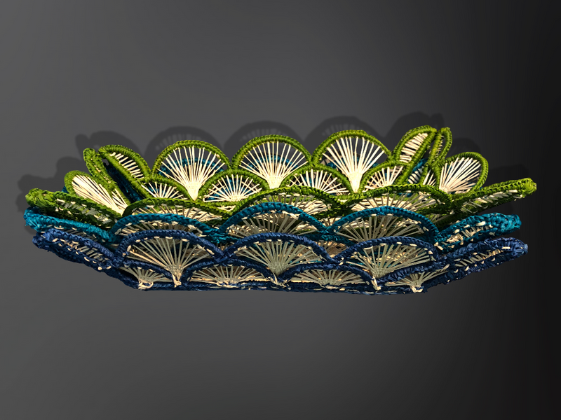 Basket - Handmade in Iraca Palm, Natural & Turquoise