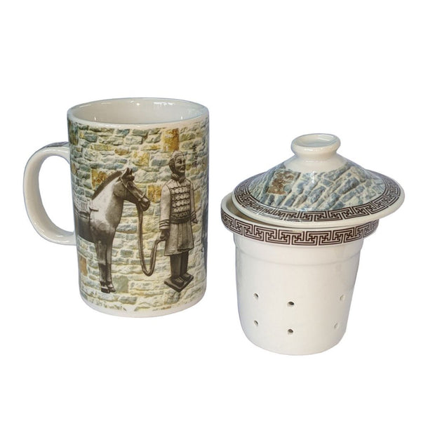 Tea Infuser Mug in Porcelain - Terracotta Warriors