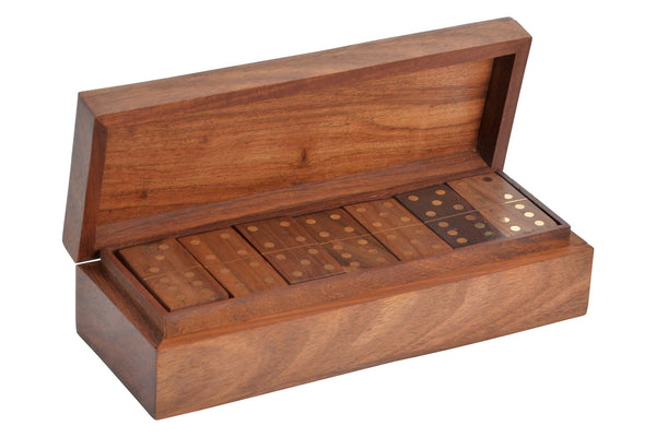 Domino Set - Wooden box with Brass detail