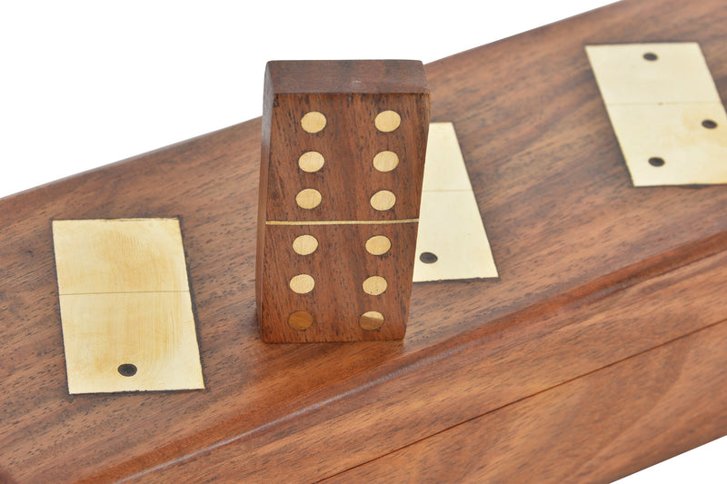 Domino Set - Wooden box with Brass detail