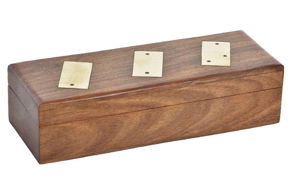 Domino Set - Wooden box with Brass detail