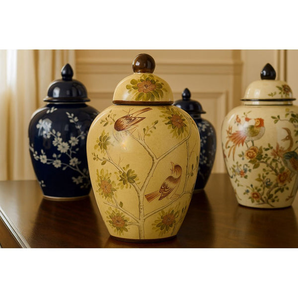 Ginger Jar with Birds - Porcelain