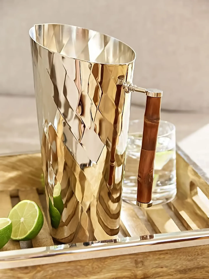 Jug - Nickle Plated with Bamboo Handle
