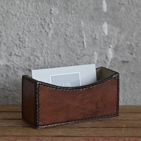 Business Card Holder in Tan Leather