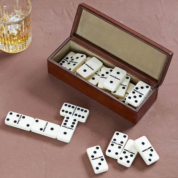 Dominoes Set in Leather Box