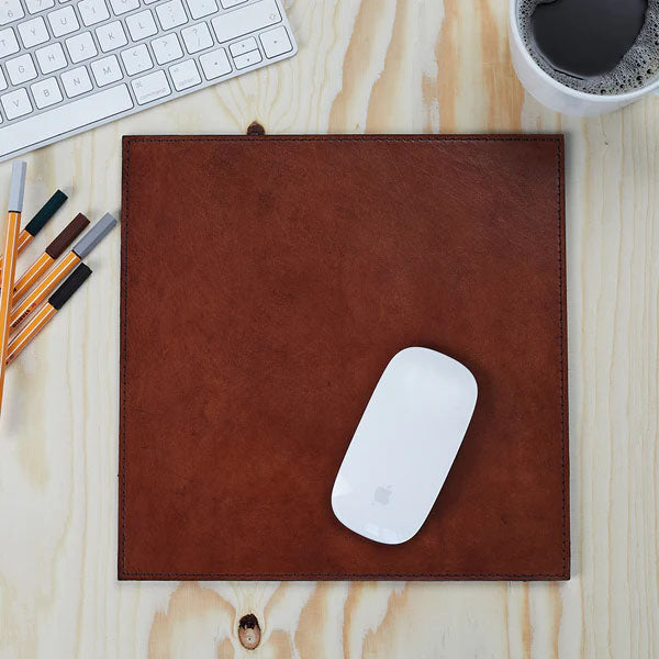 Mouse Mat in Tan Leather