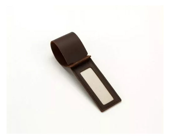 Luggage tag holder in Chocolate Brown Leather