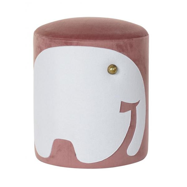Footrest-pouf with Elephant - Dark Pink