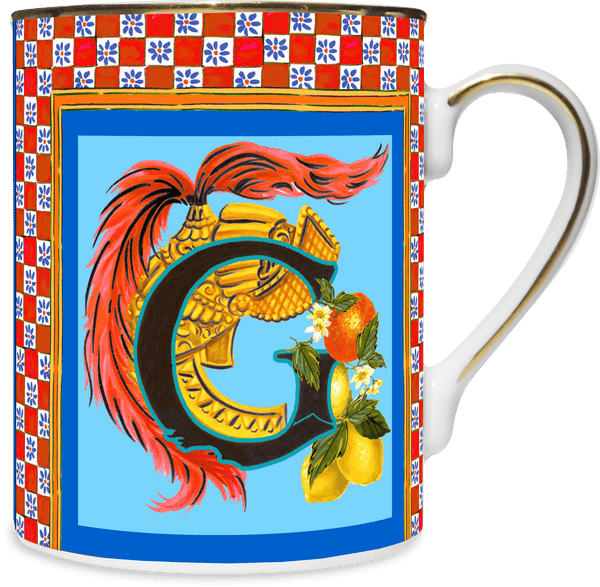 Ortigia Collection; Mug in Porcelain Letter G