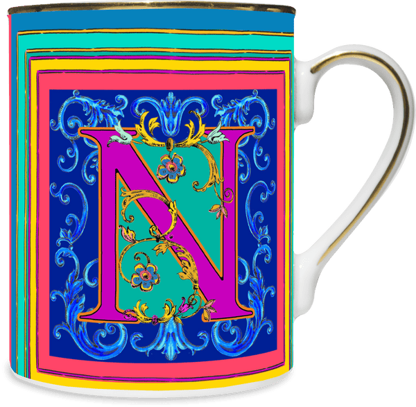 Ortigia Collection; Mug in Porcelain Letter N
